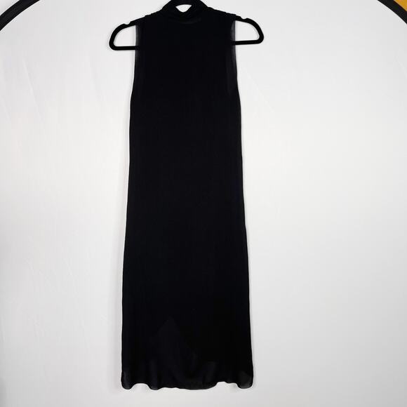 H&M Black Size 6 Faux Wrap High Low Dress Sleeveless Lined Cocktail Layered - Picture 2 of 10